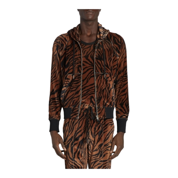 TOM FORD Zebra Print Velour Zip Hoodie Authentic | New With Tags SZ US 42 EU 52 - Picture 2 of 8